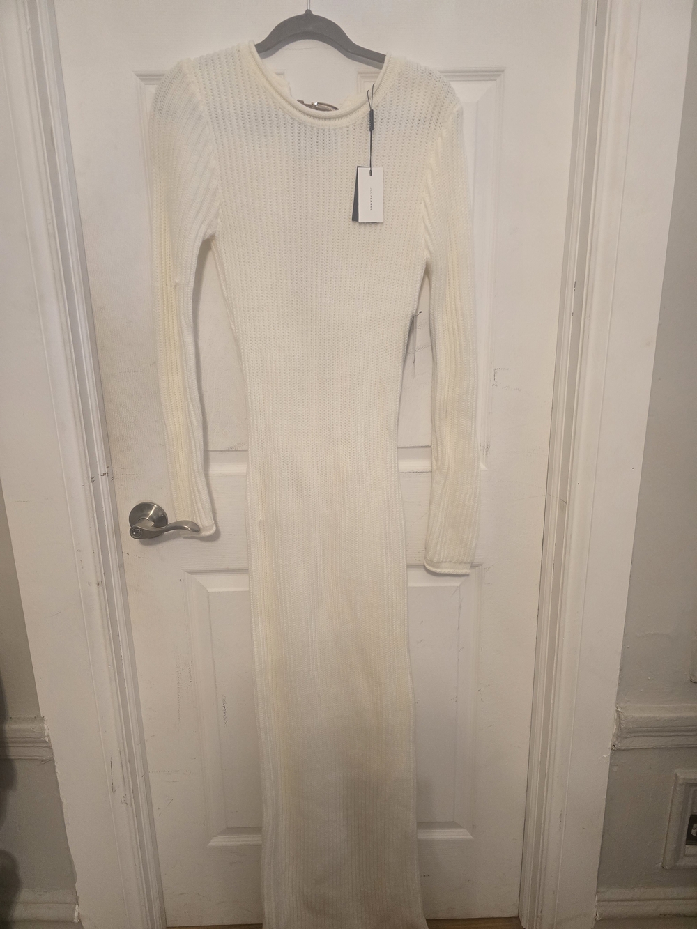 JLUXLABEL Cream Ribbed Long Sleeve Maxi Dress